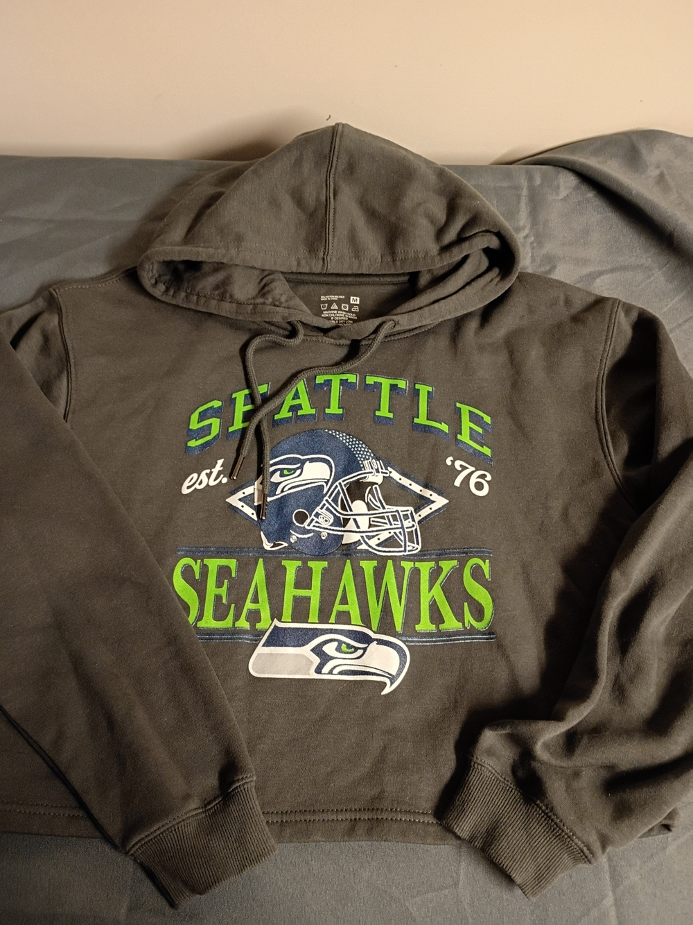 Women's Crop top Seahawks- Charcoal with Green Logo